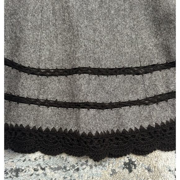 Vintage Talbots Wool Rayon Silk Blend Brown Crochet Midi Skirt Size 14 34” Waist - Picture 3 of 8